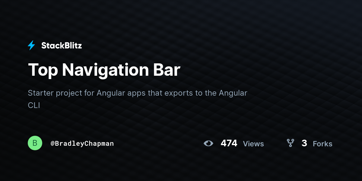 Top Navigation Bar - StackBlitz
