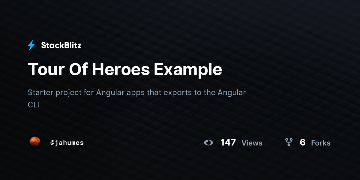 Tour Of Heroes Example - StackBlitz