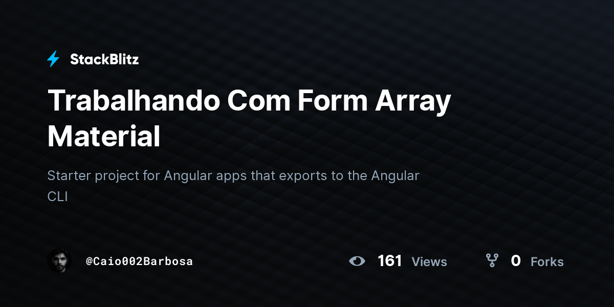 Trabalhando Com Form Array Material - StackBlitz