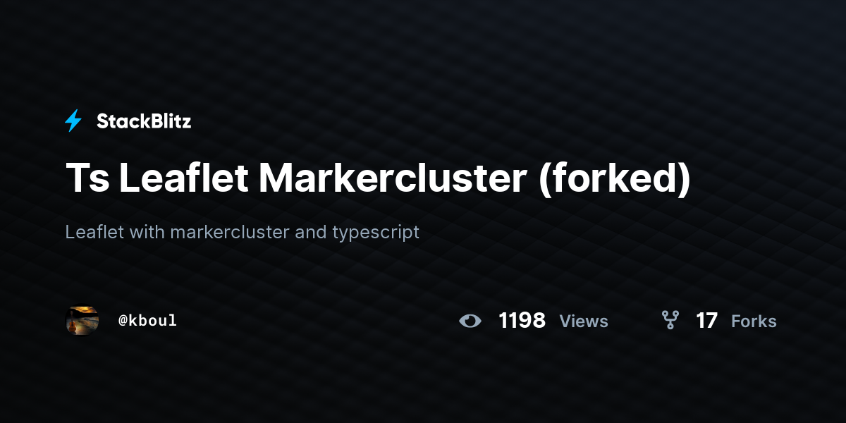 Ts Leaflet Markercluster (forked) - StackBlitz