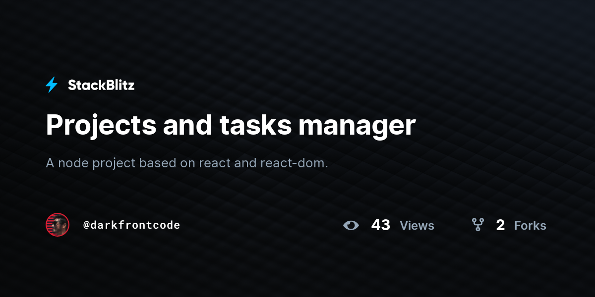 Projects and tasks manager - StackBlitz