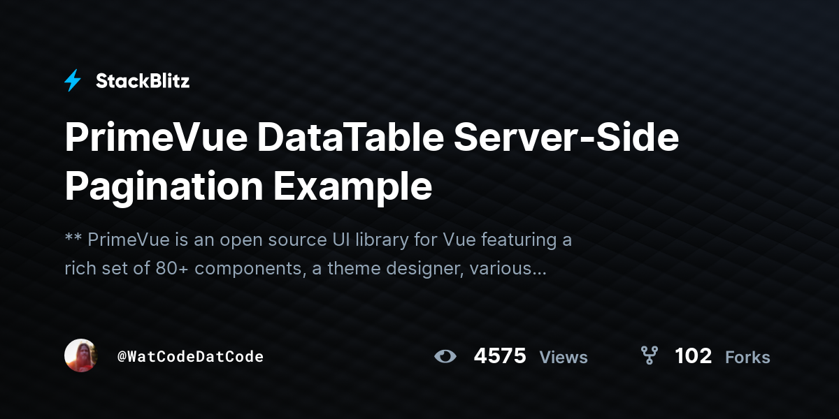 PrimeVue DataTable Server-Side Pagination Example - StackBlitz