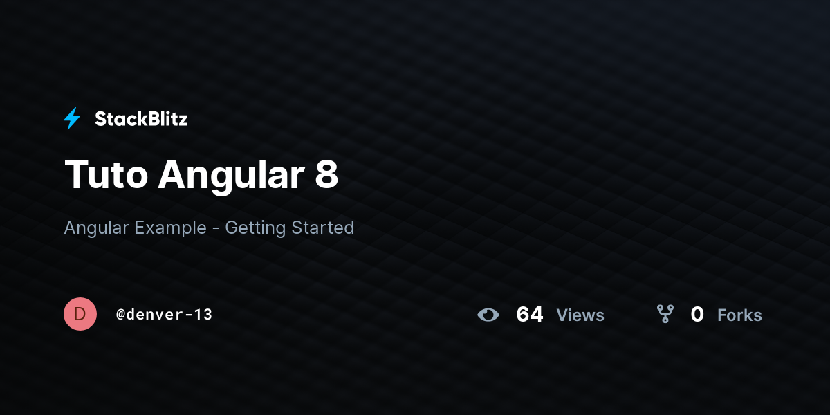 Tuto Angular 8 - StackBlitz