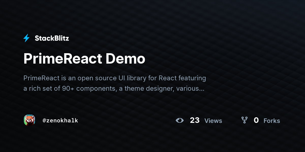 PrimeReact Demo - StackBlitz