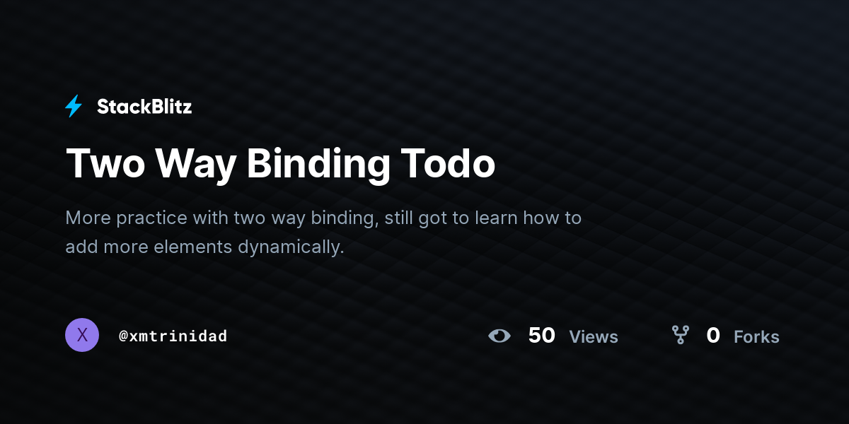 Two Way Binding Todo - StackBlitz