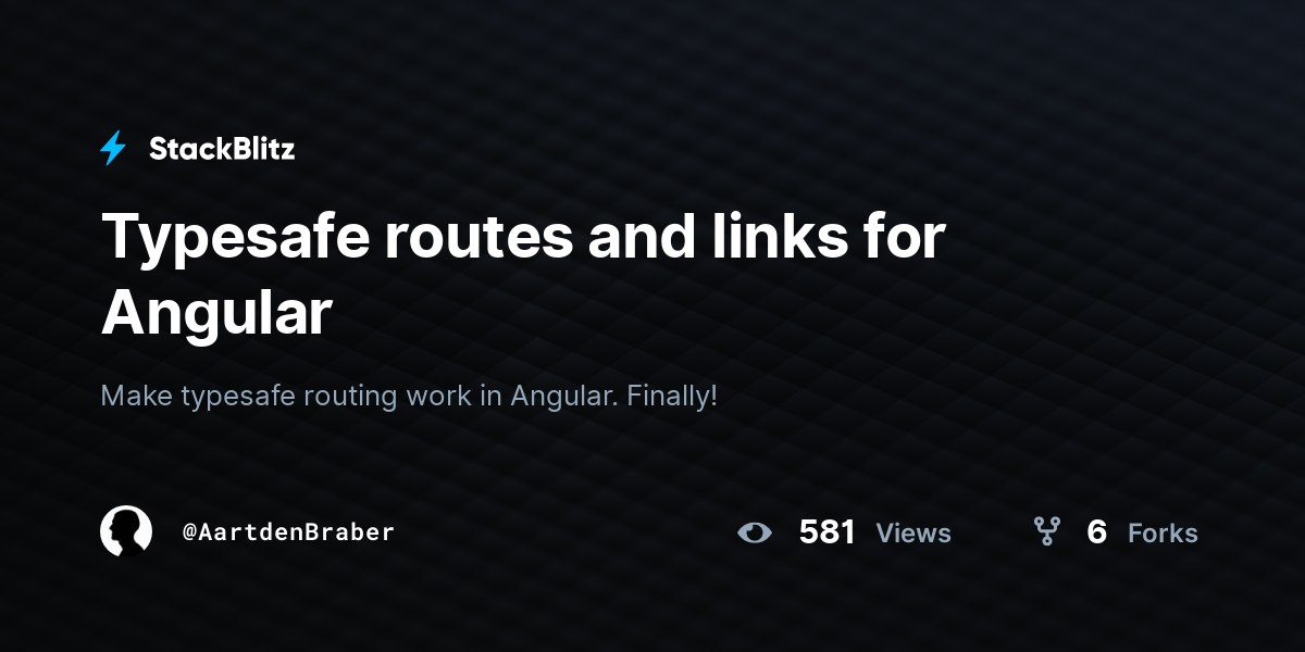 Typesafe routes and links for Angular - StackBlitz