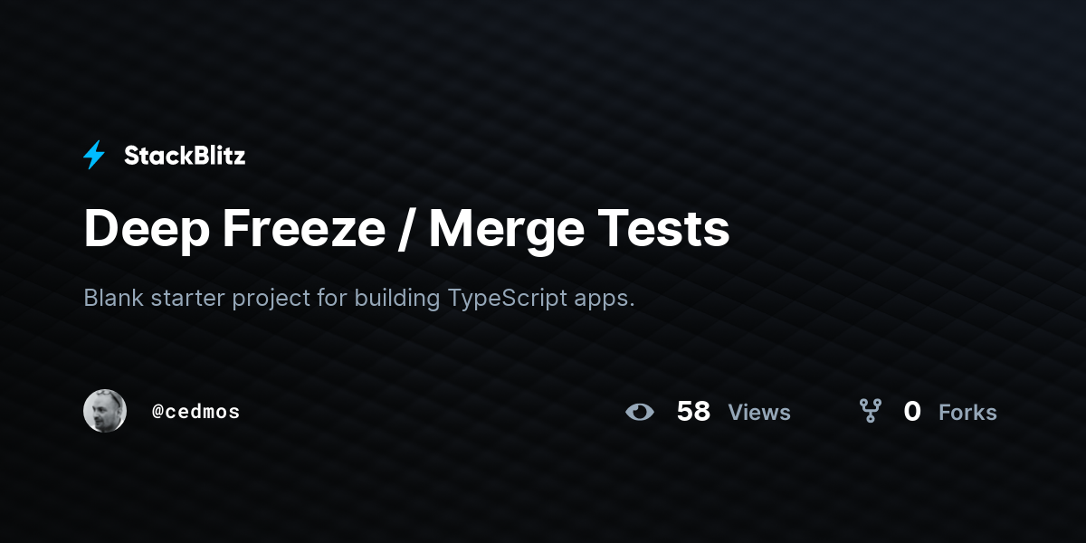 Deep Freeze / Merge Tests - StackBlitz