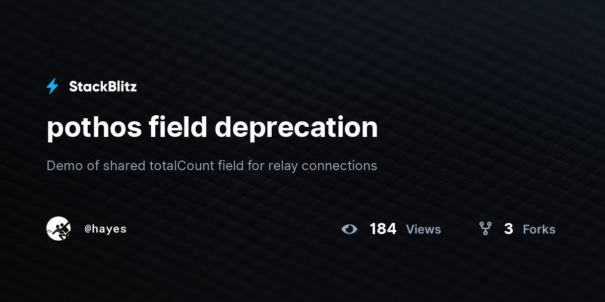 pothos field deprecation - StackBlitz