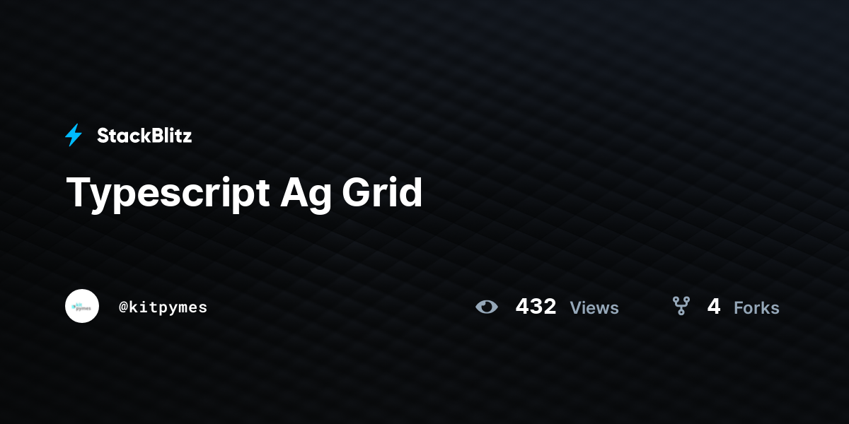Typescript Ag Grid - StackBlitz