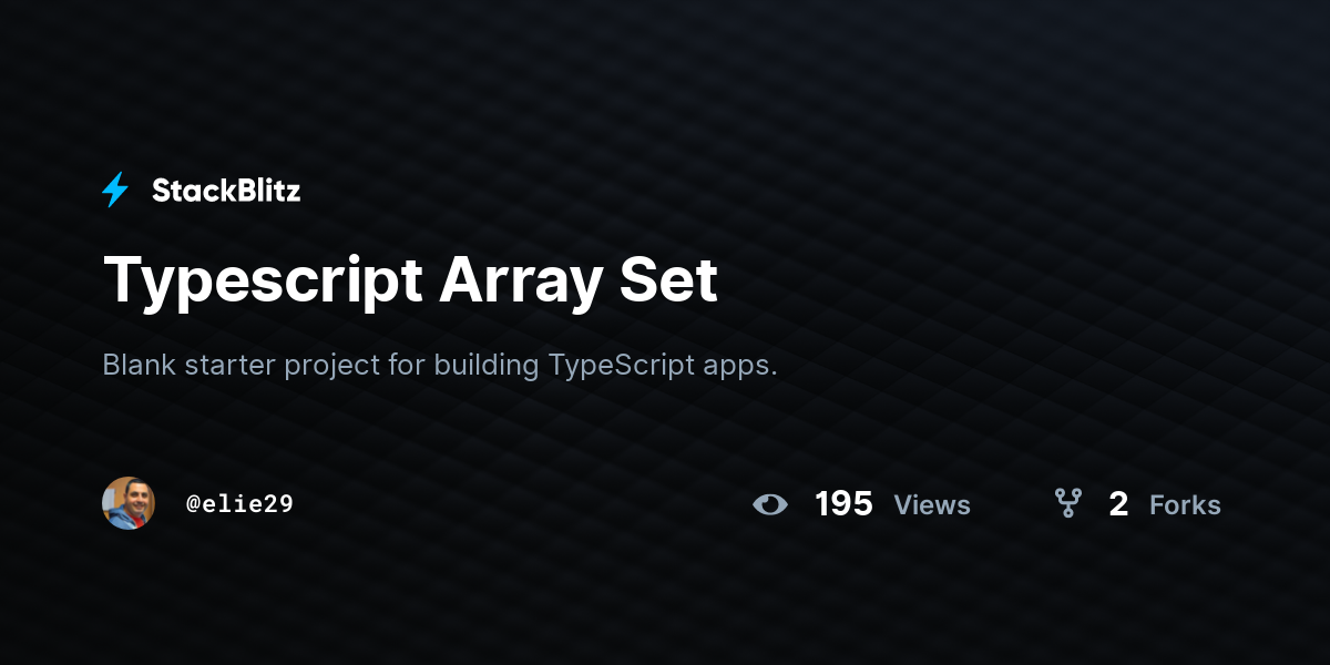 Typescript array set stackblitz