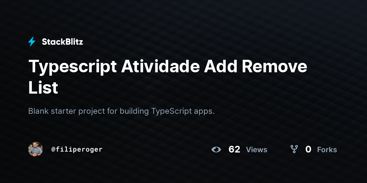 Typescript Atividade Add Remove List - StackBlitz