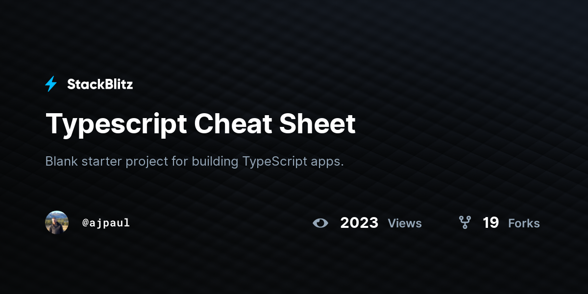 Typescript Cheat Sheet - StackBlitz