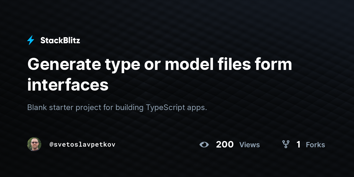 Generate type or model files form interfaces - StackBlitz