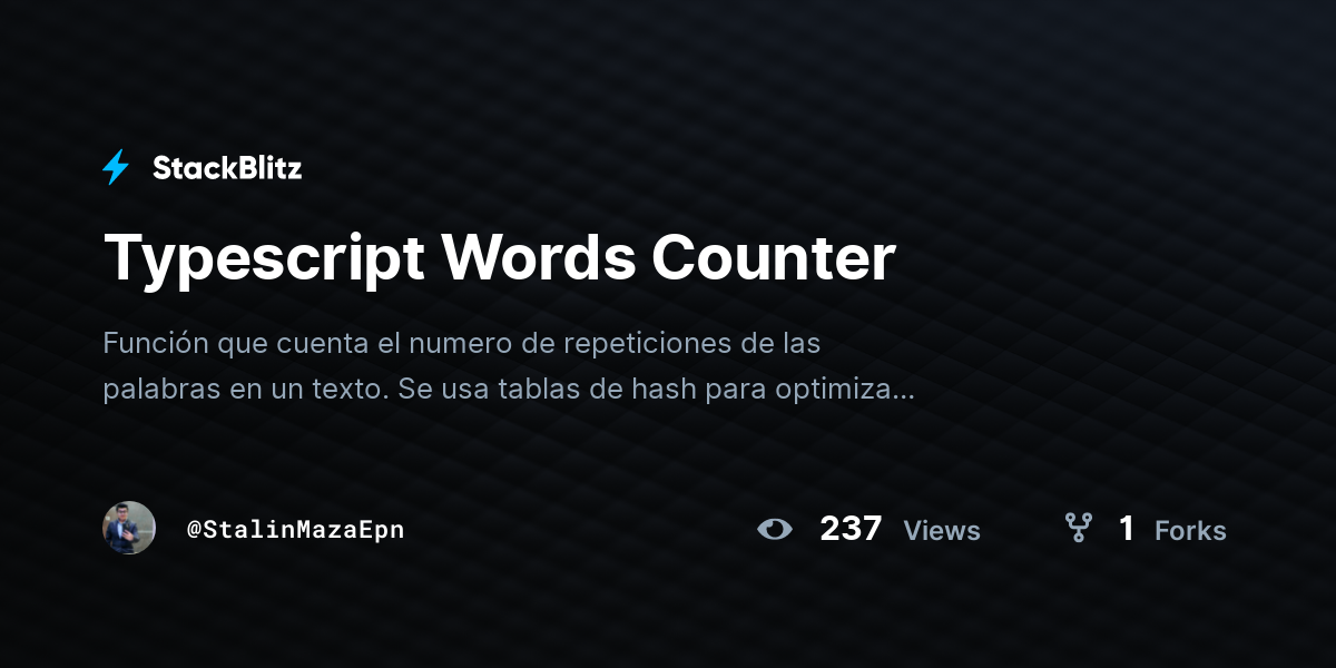 Typescript Words Counter - StackBlitz