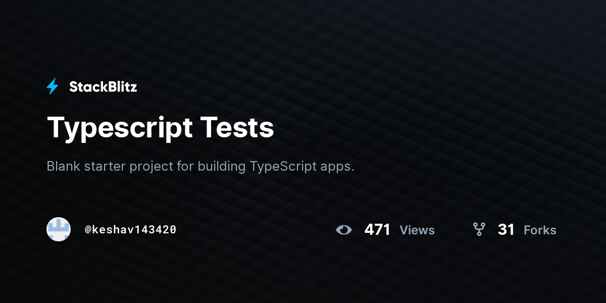 Typescript Tests - StackBlitz