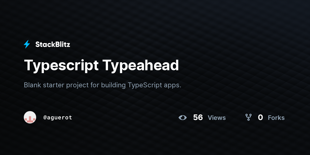 Typescript Typeahead - StackBlitz