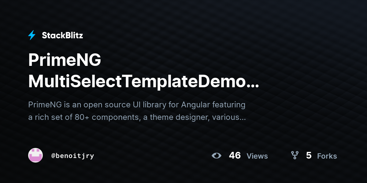PrimeNG MultiSelectTemplateDemo (forked) - StackBlitz