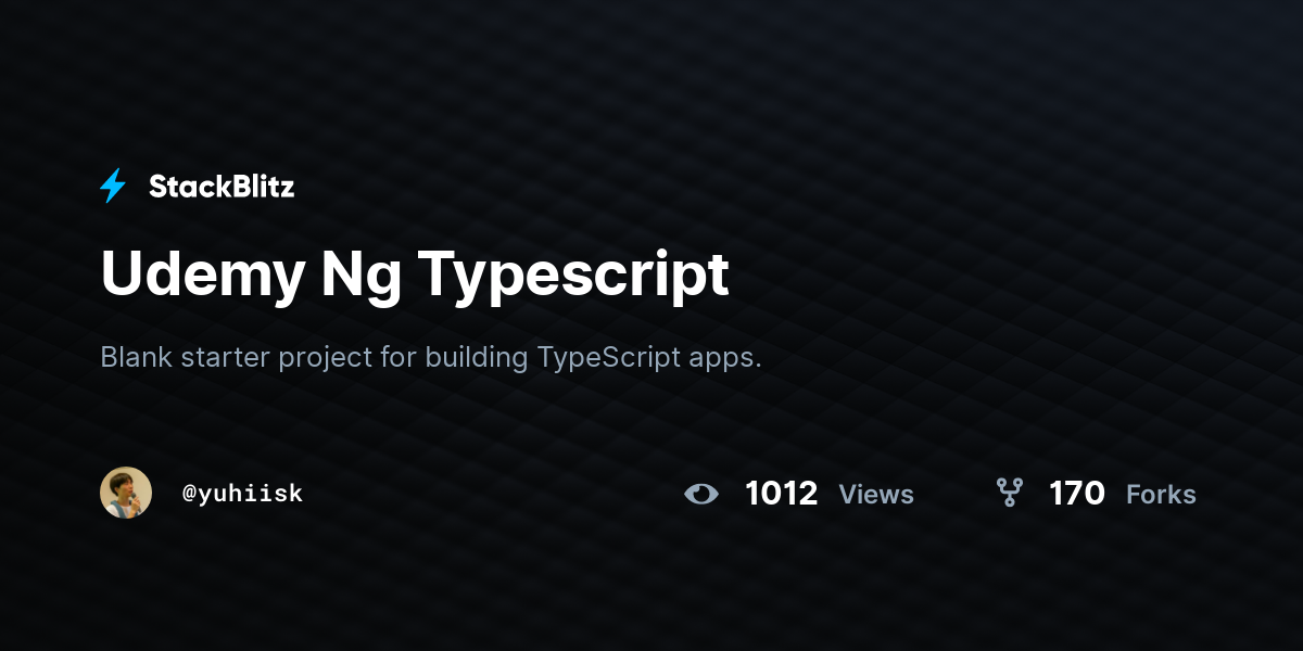 Udemy Ng Typescript - StackBlitz