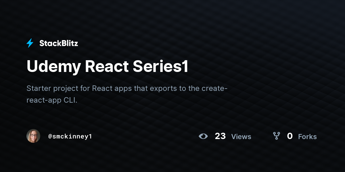 Udemy React Series Stackblitz
