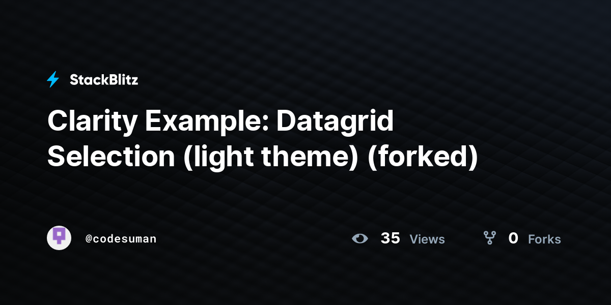 Clarity Example: Datagrid Selection (light theme) (forked) - StackBlitz