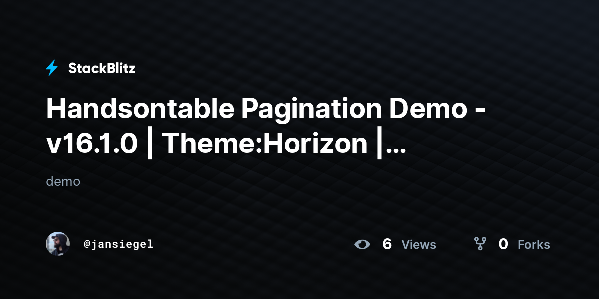 Handsontable Pagination Demo - v16.1.0 | Theme:Horizon | Mode:Light ...
