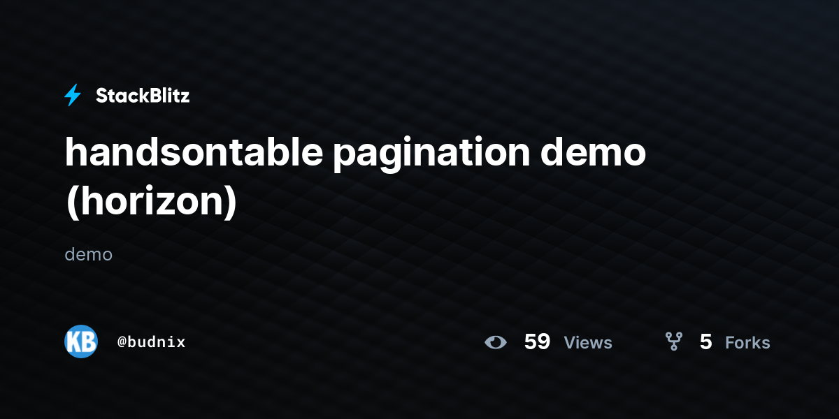 handsontable pagination demo (horizon) - StackBlitz