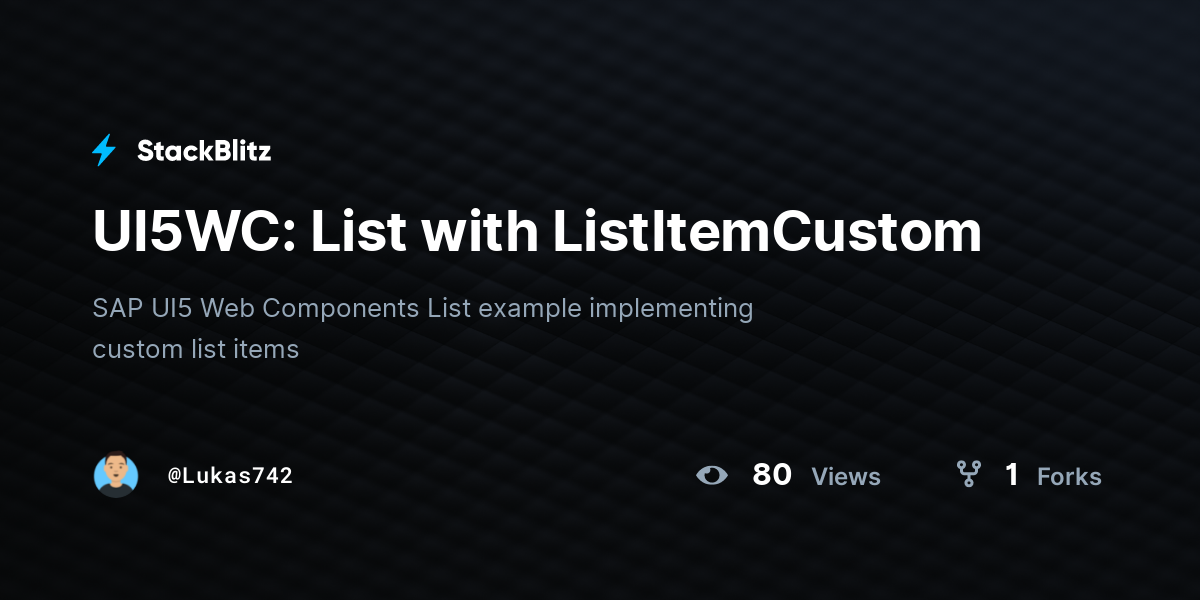 UI5WC: List with ListItemCustom - StackBlitz