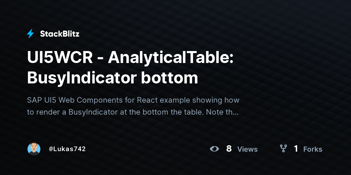 UI5WCR - AnalyticalTable: BusyIndicator bottom - StackBlitz