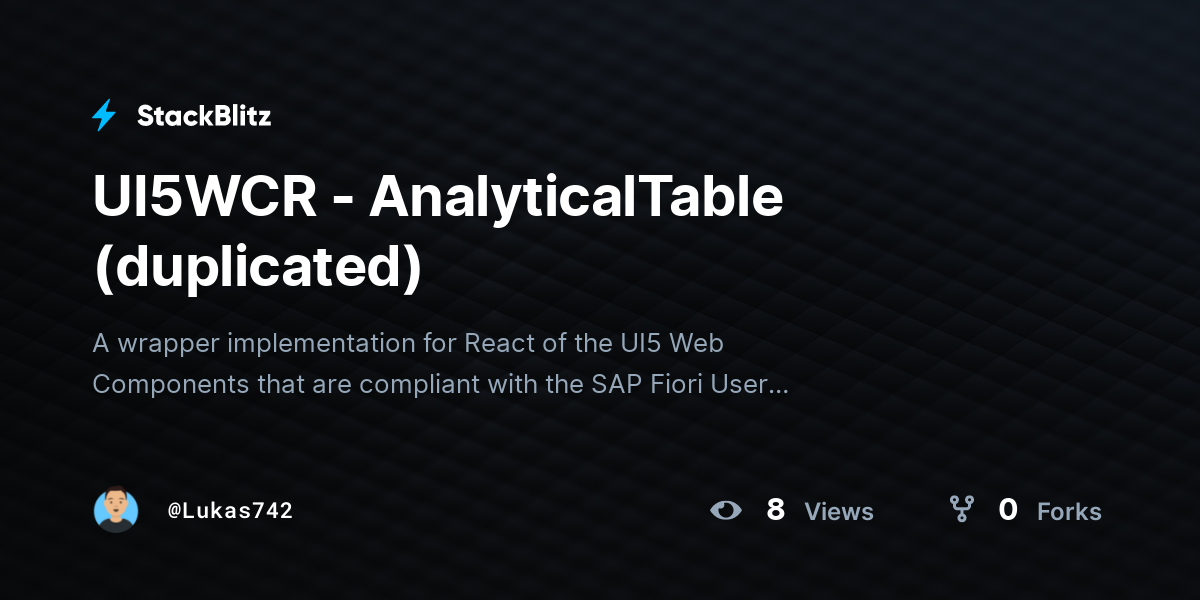 UI5WCR - AnalyticalTable (duplicated) - StackBlitz