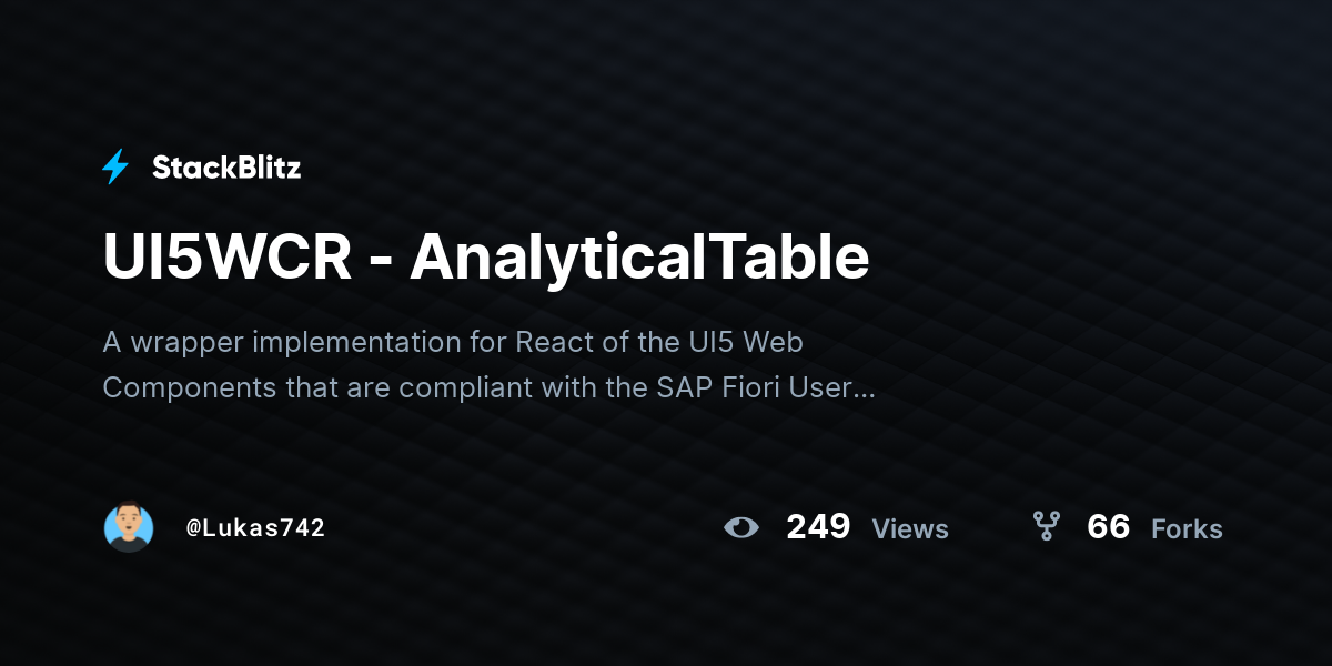 UI5WCR - AnalyticalTable - StackBlitz