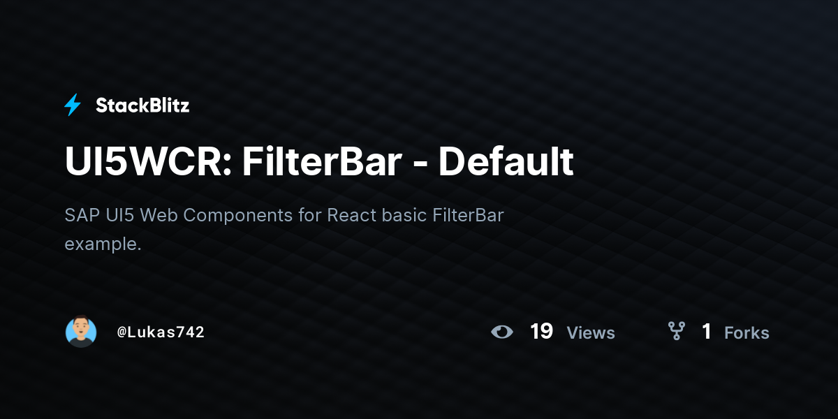 UI5WCR: FilterBar - Default - StackBlitz