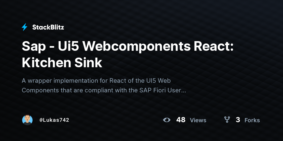 Sap - Ui5 Webcomponents React: Kitchen Sink - StackBlitz