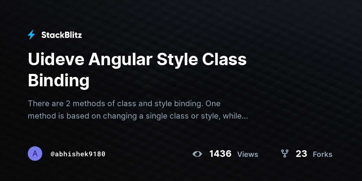 Uideve Angular Style Class Binding - StackBlitz