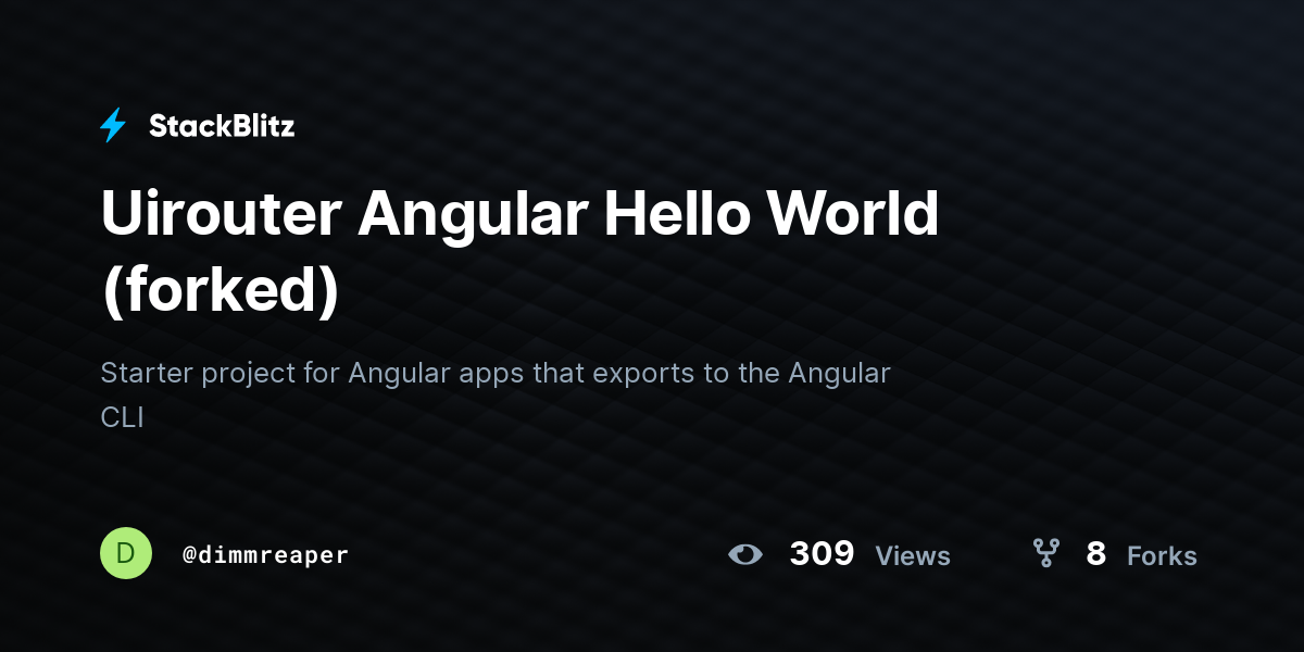 Uirouter Angular Hello World (forked) - StackBlitz