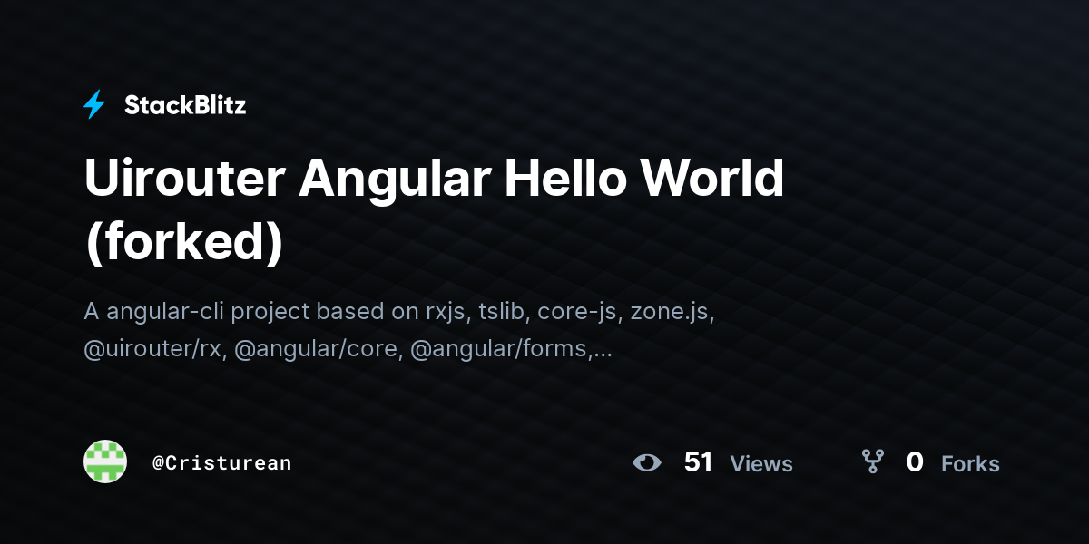Uirouter Angular Hello World (forked) - StackBlitz