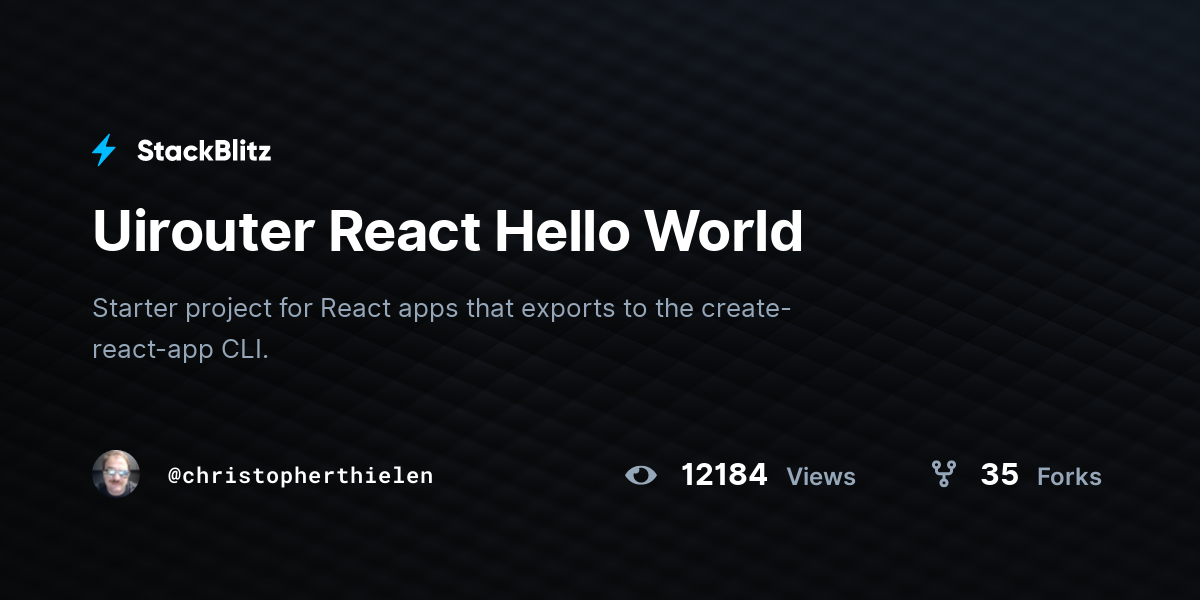 Uirouter React Hello World - StackBlitz