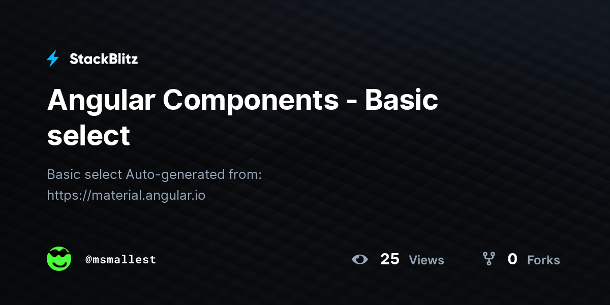 Angular Components - Basic select - StackBlitz