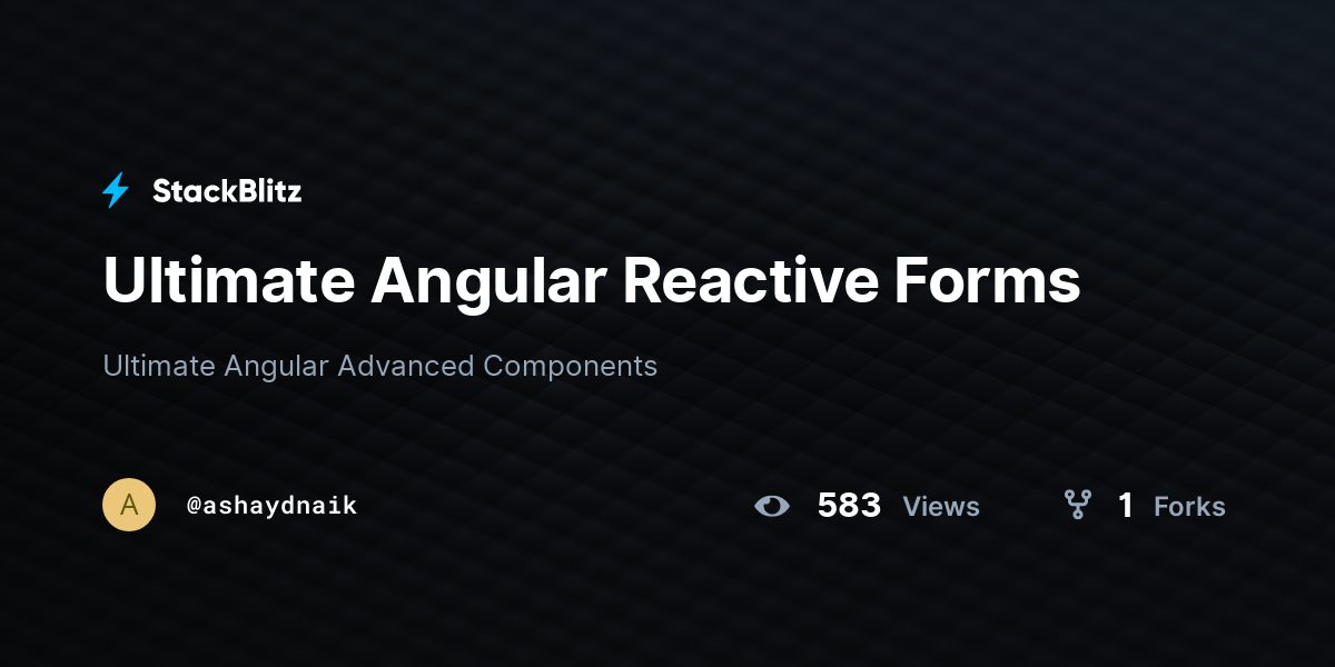 Ultimate Angular Reactive Forms - StackBlitz