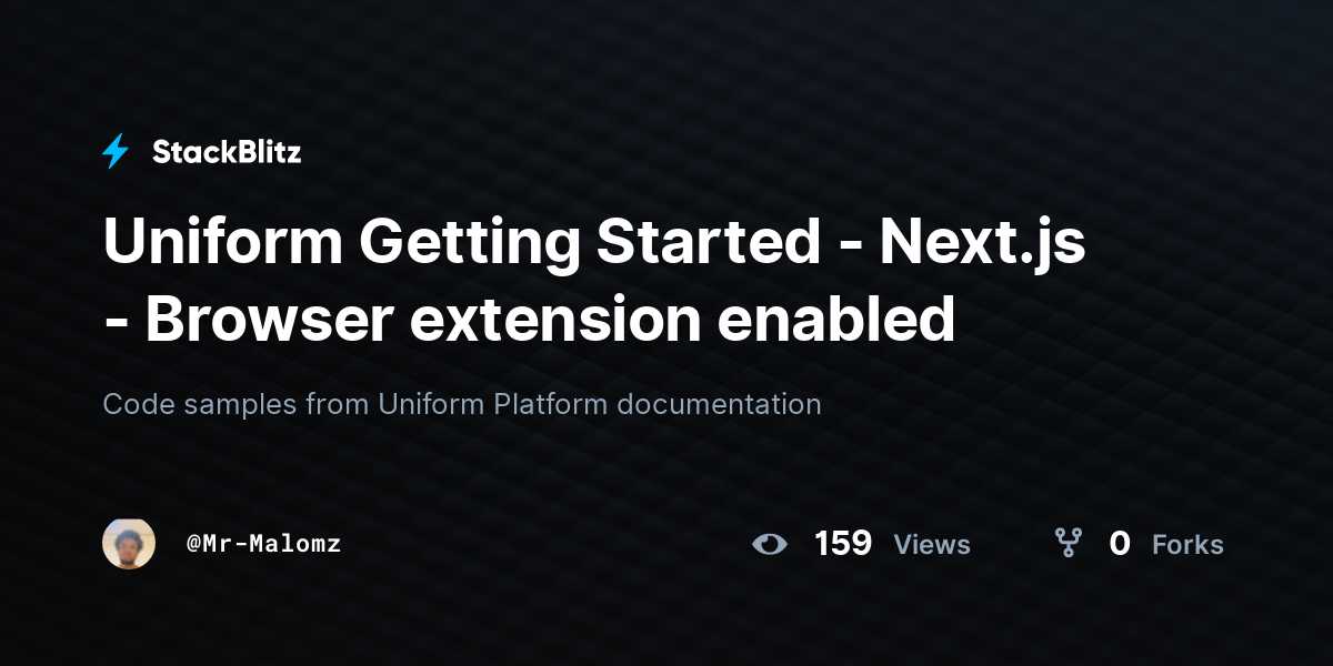 Uniform Getting Started - Next.js - Browser extension enabled - StackBlitz