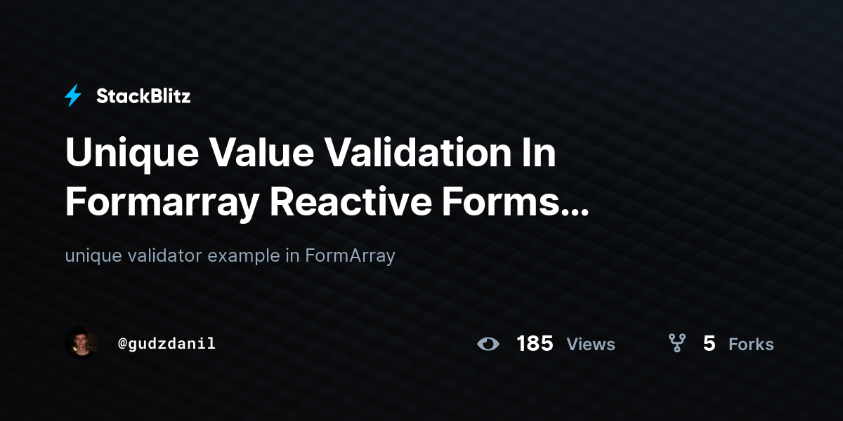Unique Value Validation In Formarray Reactive Forms Angular (forked ...