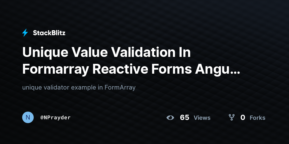 Unique Value Validation In Formarray Reactive Forms Angu (forked ...