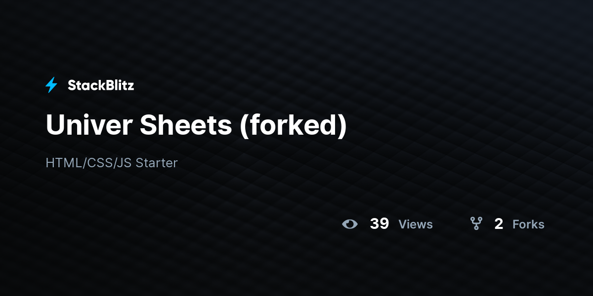 Univer Sheets (forked) - StackBlitz