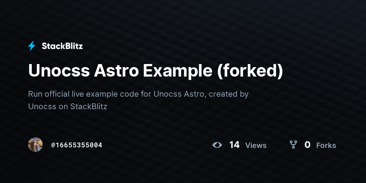 Unocss Astro Example (forked) - StackBlitz