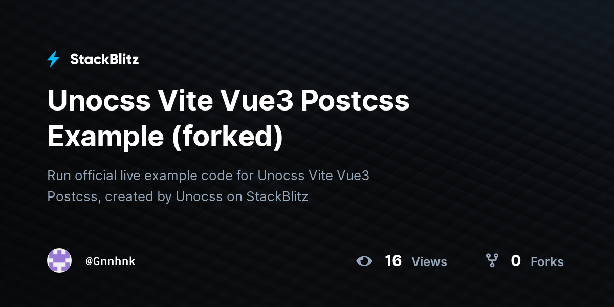 Unocss Vite Vue3 Postcss Example (forked) - StackBlitz