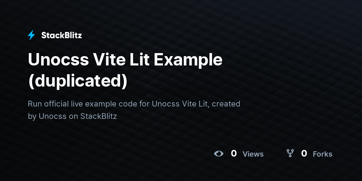 Unocss Vite Lit Example (duplicated) - StackBlitz