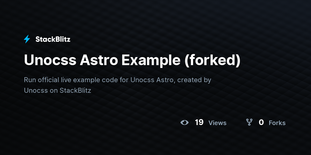 Unocss Astro Example (forked) - StackBlitz