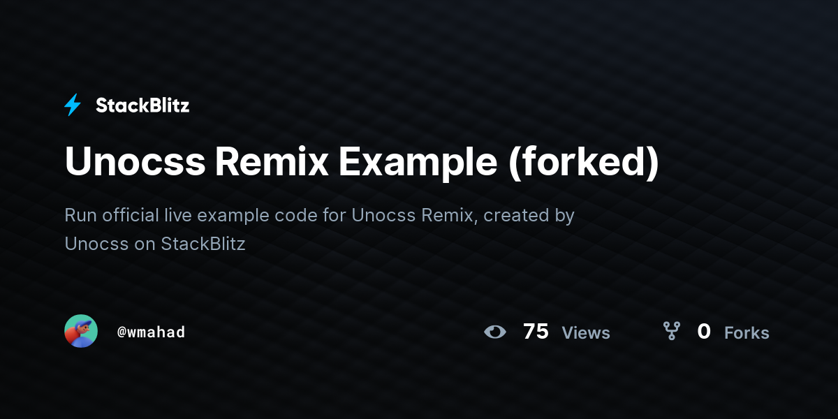 Unocss Remix Example (forked) - StackBlitz