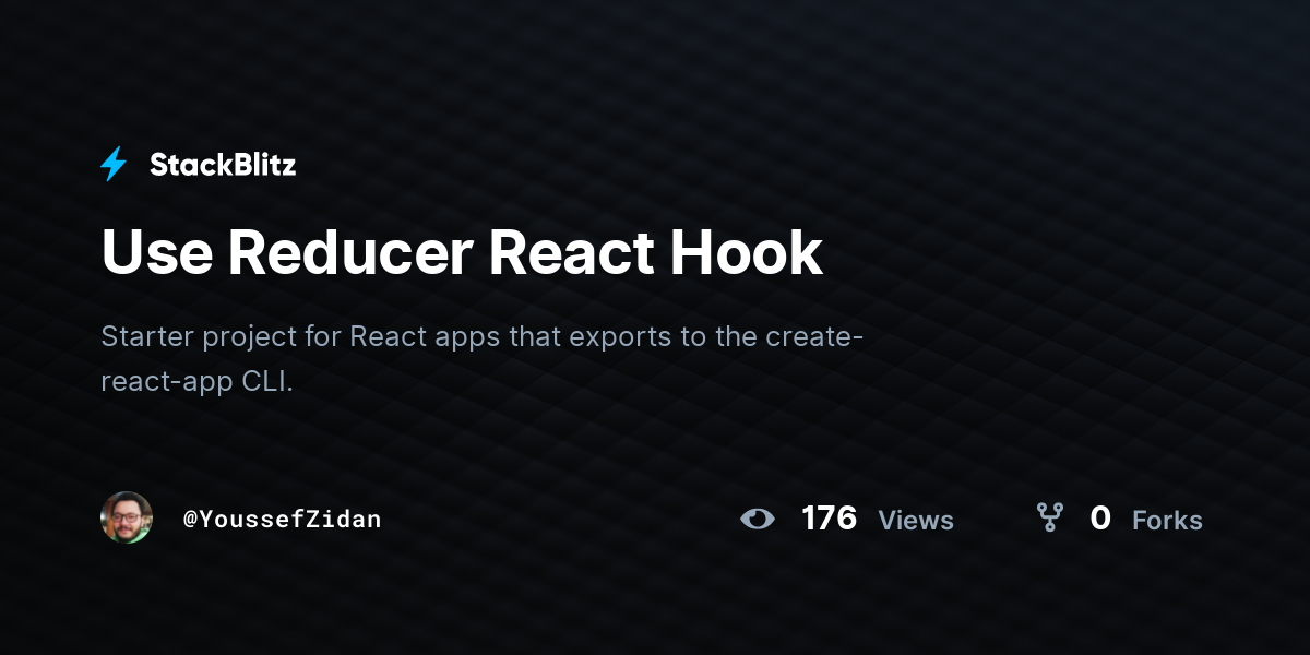 Use Reducer React Hook - StackBlitz