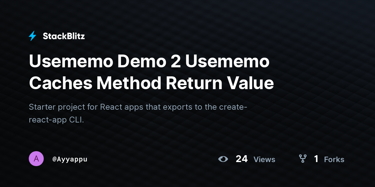 Usememo Demo 2 Usememo Caches Method Return Value - StackBlitz