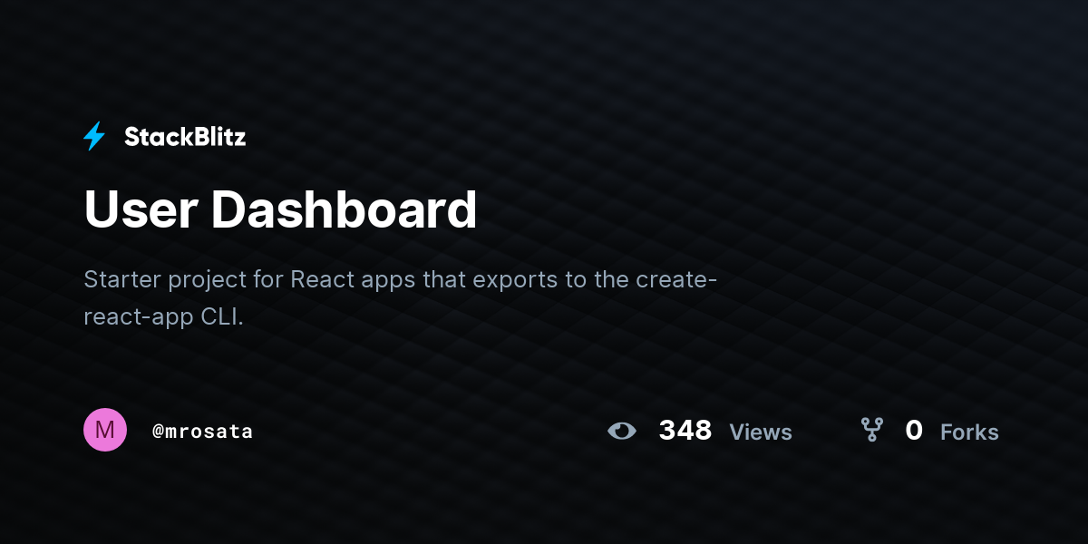 User Dashboard - StackBlitz